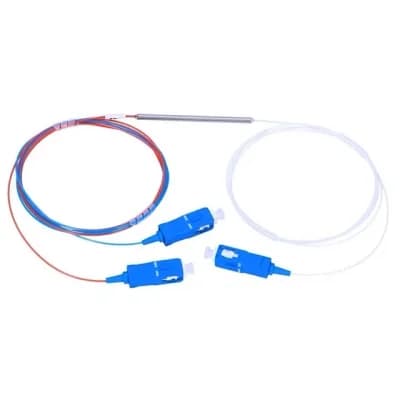 Single Mode Bare Fiber Optic PLC 1X2 Splitters With SC/UPC Connectors